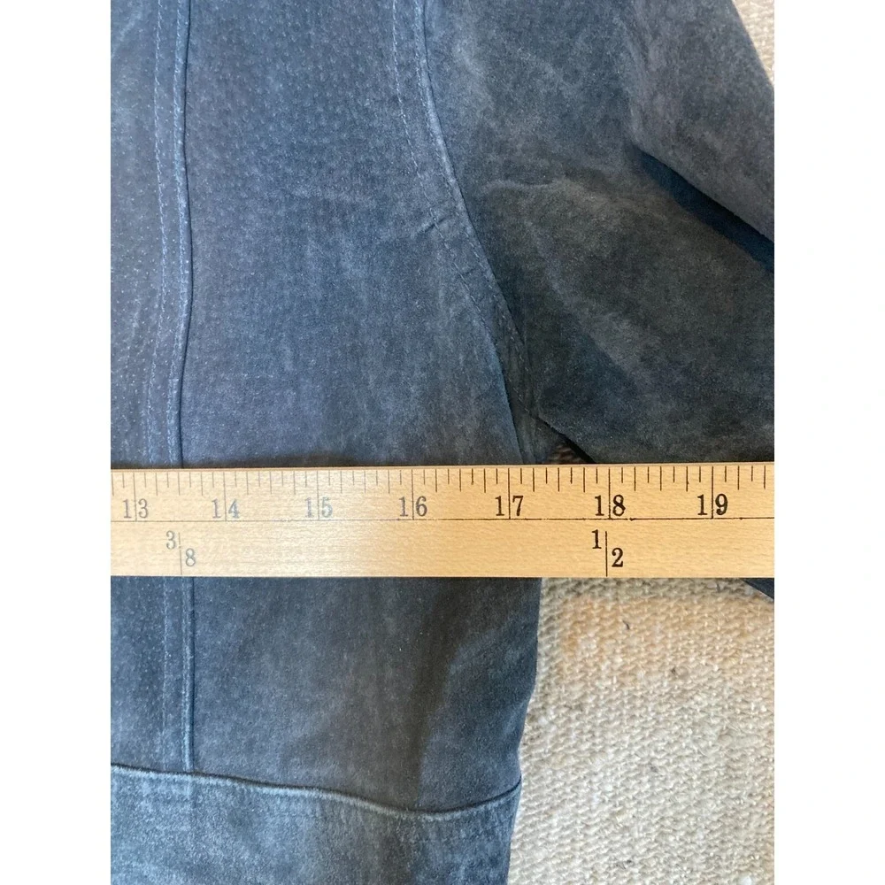 Womens‎ Sz Medium WILSONS LEATHER Maxima Suede Leather Jacket Navy Blue